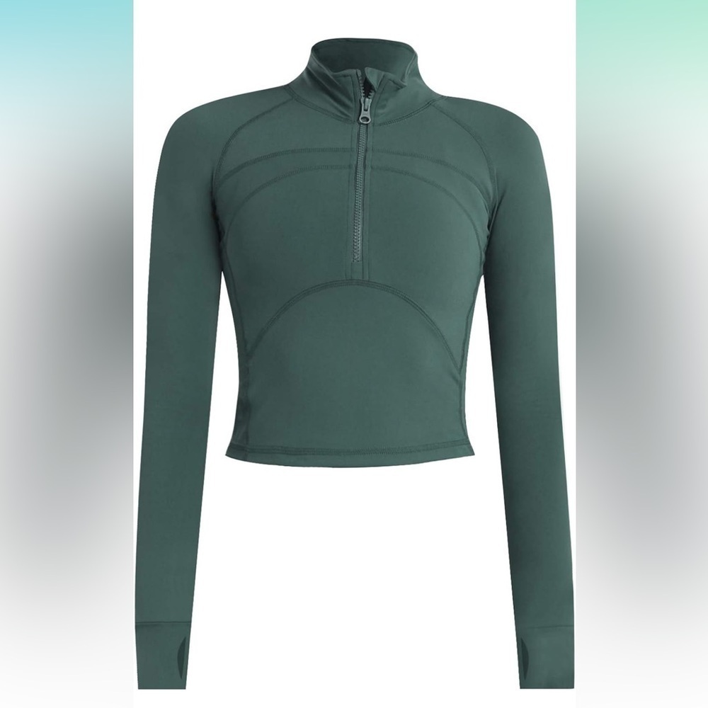 Women's Cropped Workout Jacket 1/2 Zip Pullover Running Athletic Size Small​​​ - Picture 2 of 5